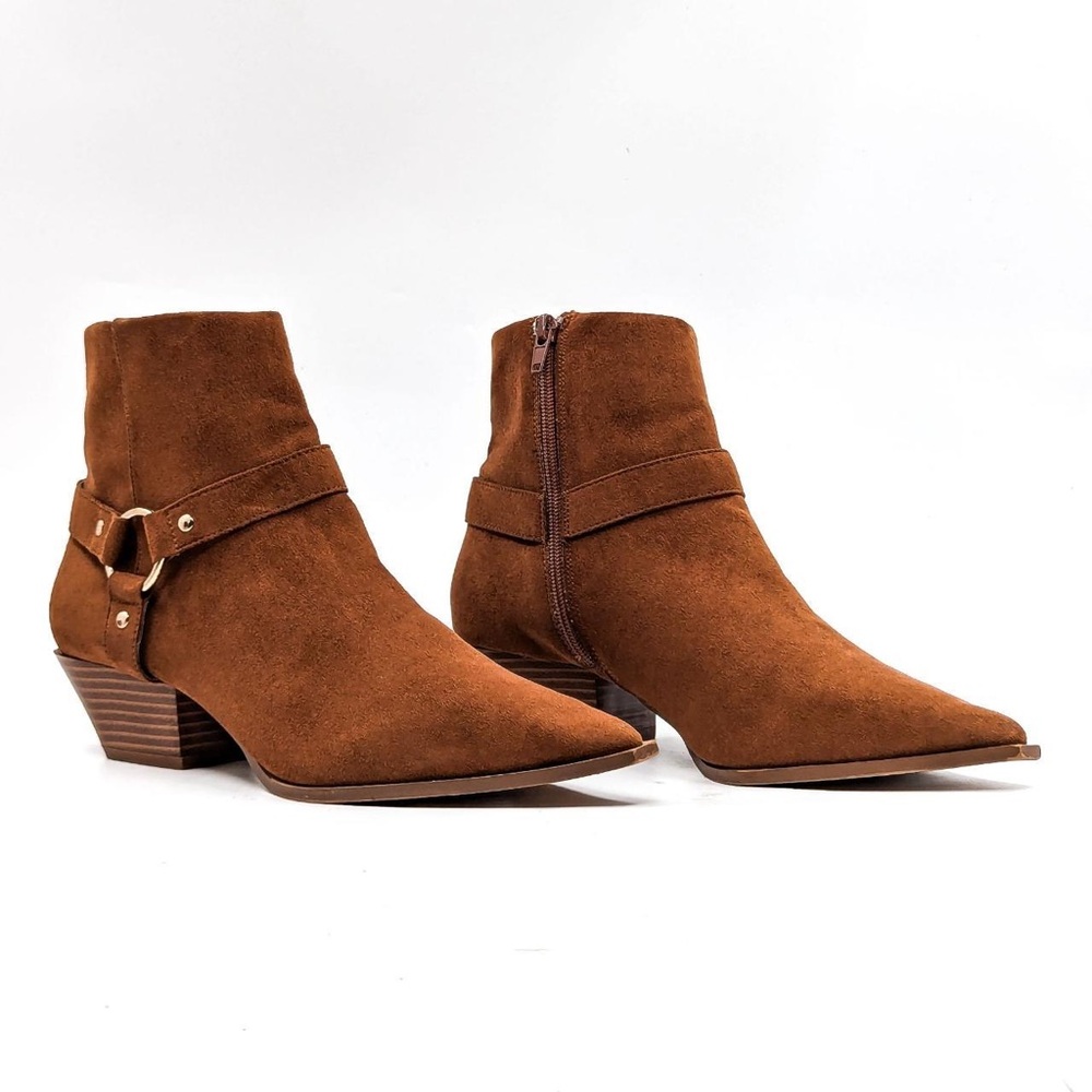 ASOS SHOES - Aiden Harness Western stack heel buckle ankle boot, size 7